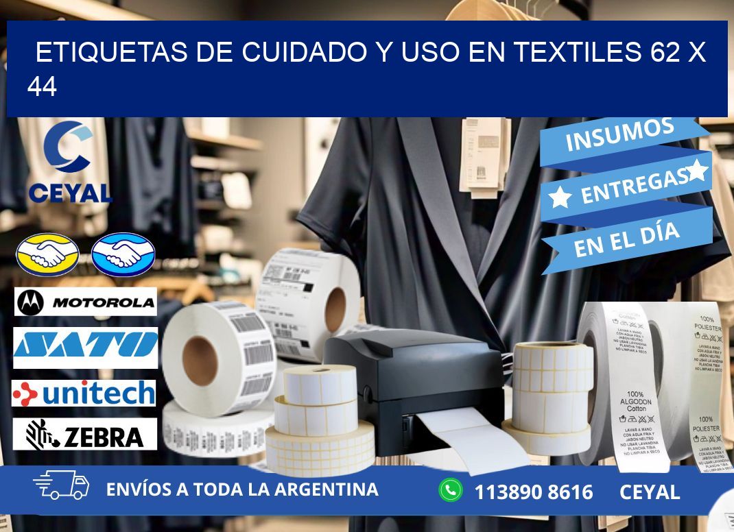 ETIQUETAS DE CUIDADO Y USO EN TEXTILES 62 x 44