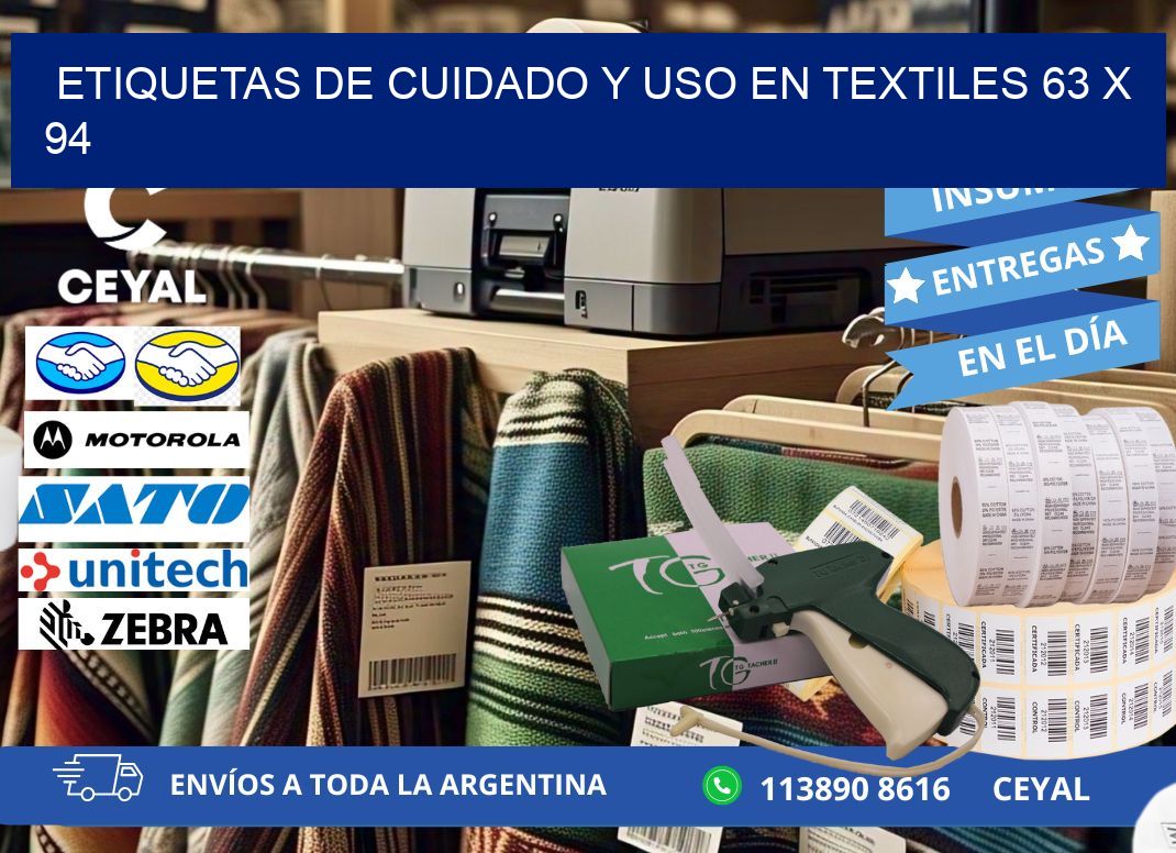 ETIQUETAS DE CUIDADO Y USO EN TEXTILES 63 x 94