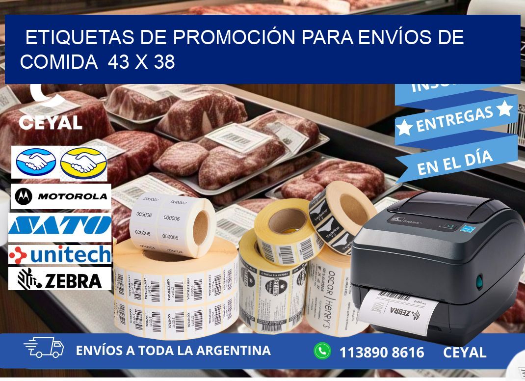 ETIQUETAS DE PROMOCIÓN PARA ENVÍOS DE COMIDA  43 x 38