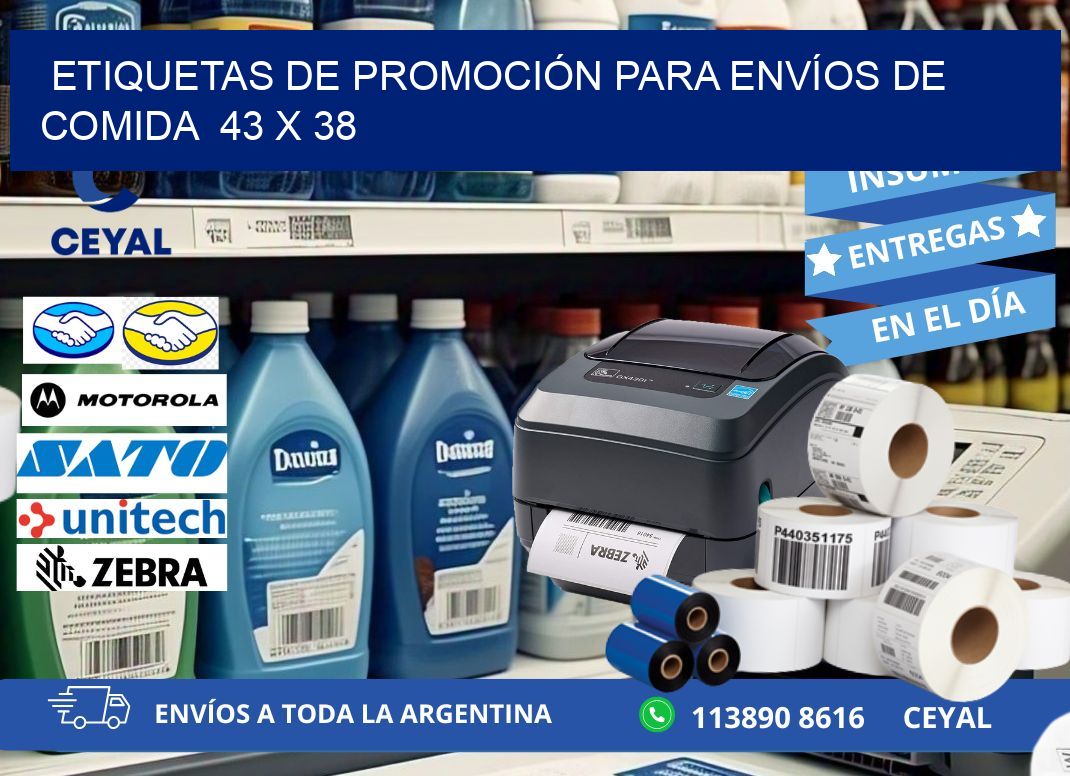 ETIQUETAS DE PROMOCIÓN PARA ENVÍOS DE COMIDA  43 x 38