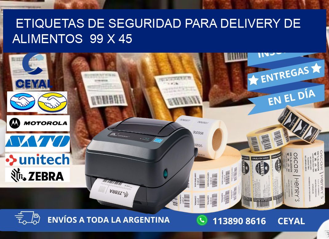 ETIQUETAS DE SEGURIDAD PARA DELIVERY DE ALIMENTOS  99 x 45