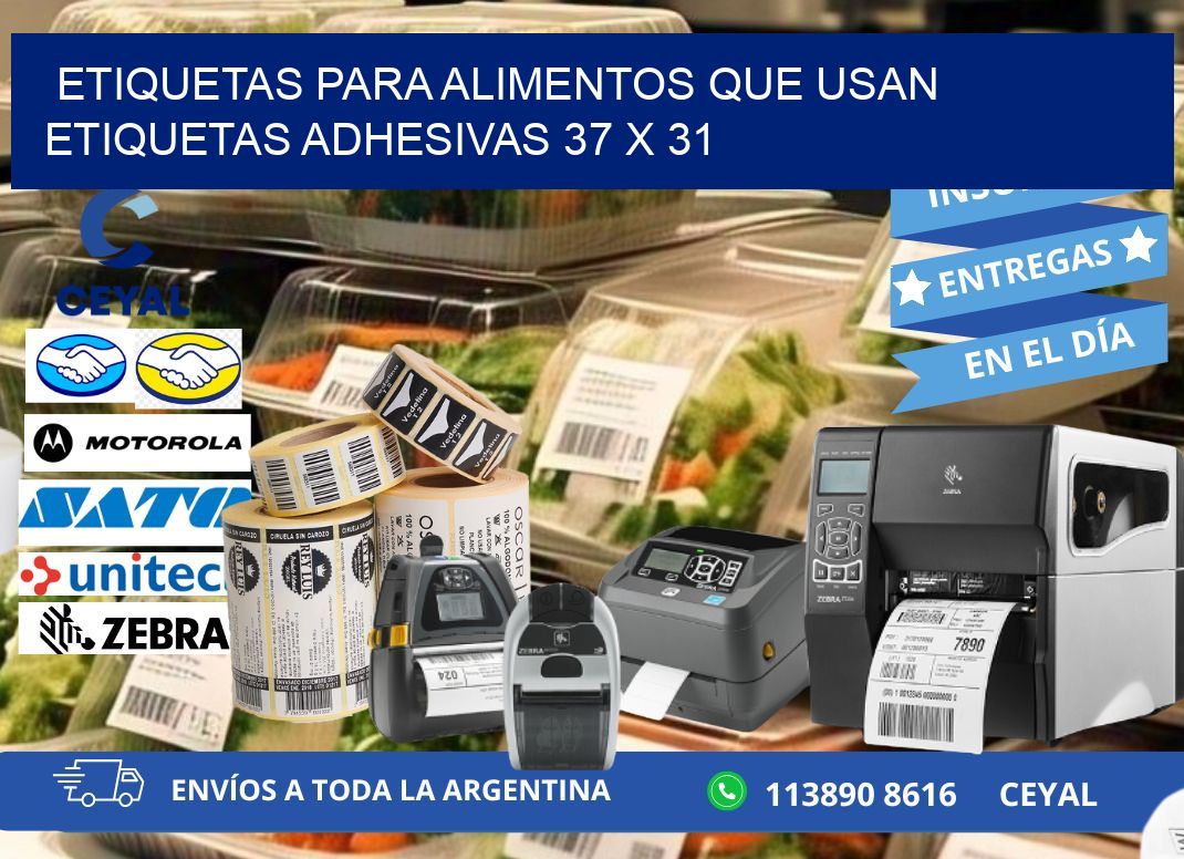 ETIQUETAS PARA ALIMENTOS QUE USAN ETIQUETAS ADHESIVAS 37 x 31