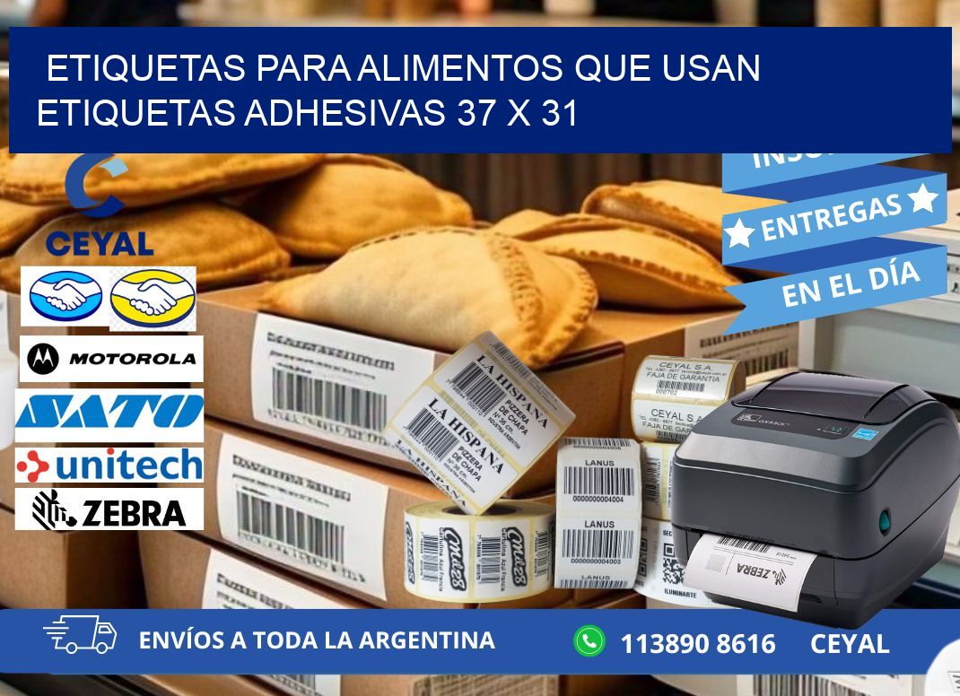 ETIQUETAS PARA ALIMENTOS QUE USAN ETIQUETAS ADHESIVAS 37 x 31
