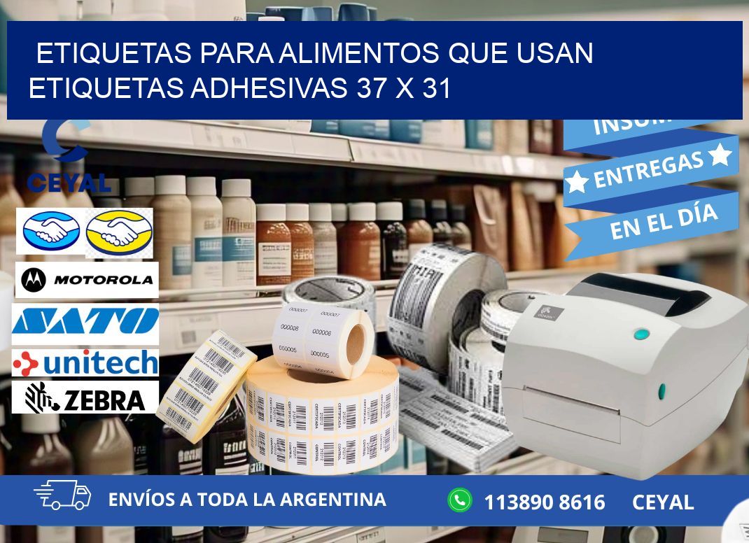 ETIQUETAS PARA ALIMENTOS QUE USAN ETIQUETAS ADHESIVAS 37 x 31