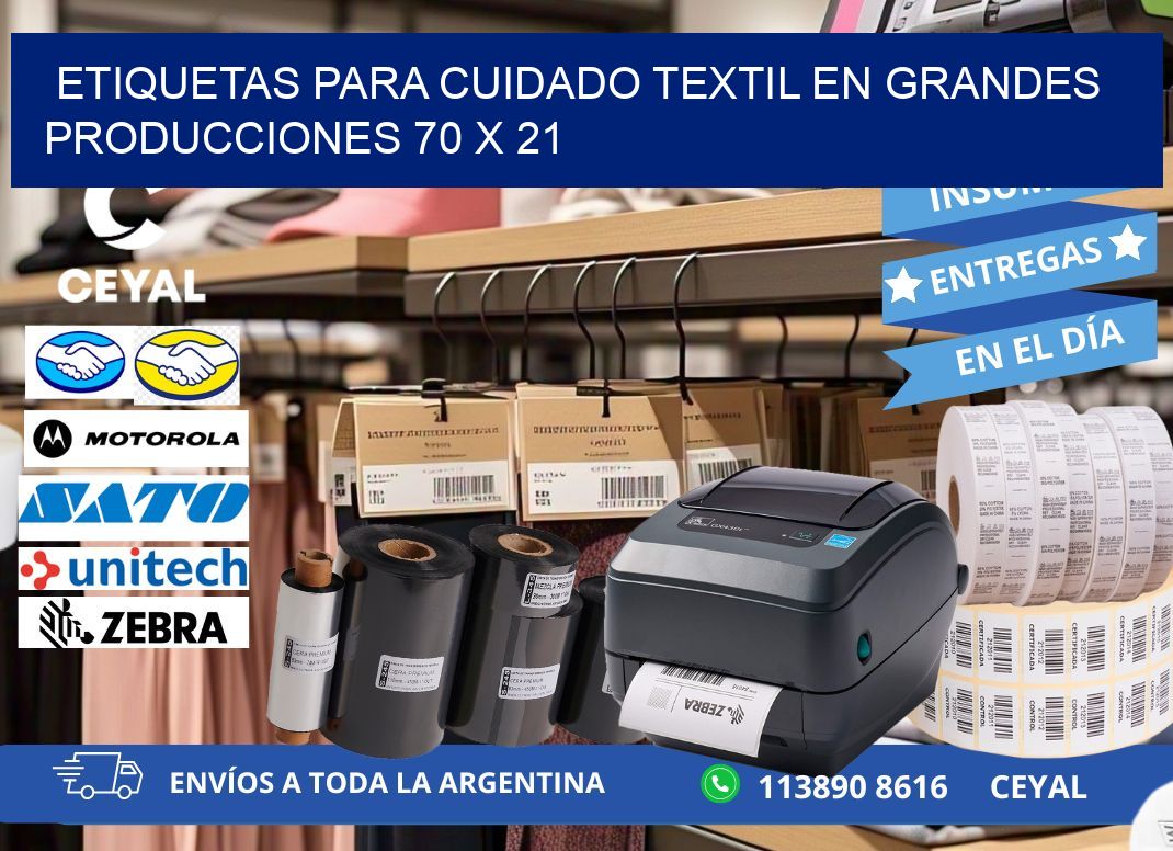 ETIQUETAS PARA CUIDADO TEXTIL EN GRANDES PRODUCCIONES 70 x 21