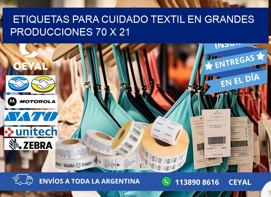 ETIQUETAS PARA CUIDADO TEXTIL EN GRANDES PRODUCCIONES 70 x 21