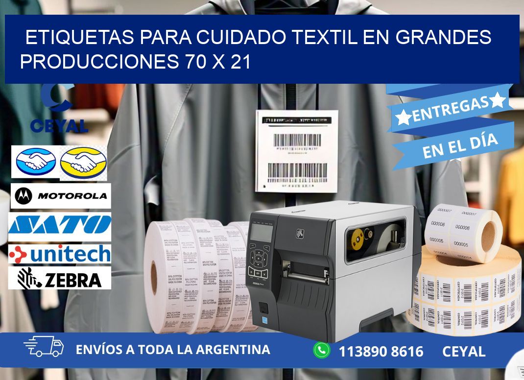 ETIQUETAS PARA CUIDADO TEXTIL EN GRANDES PRODUCCIONES 70 x 21