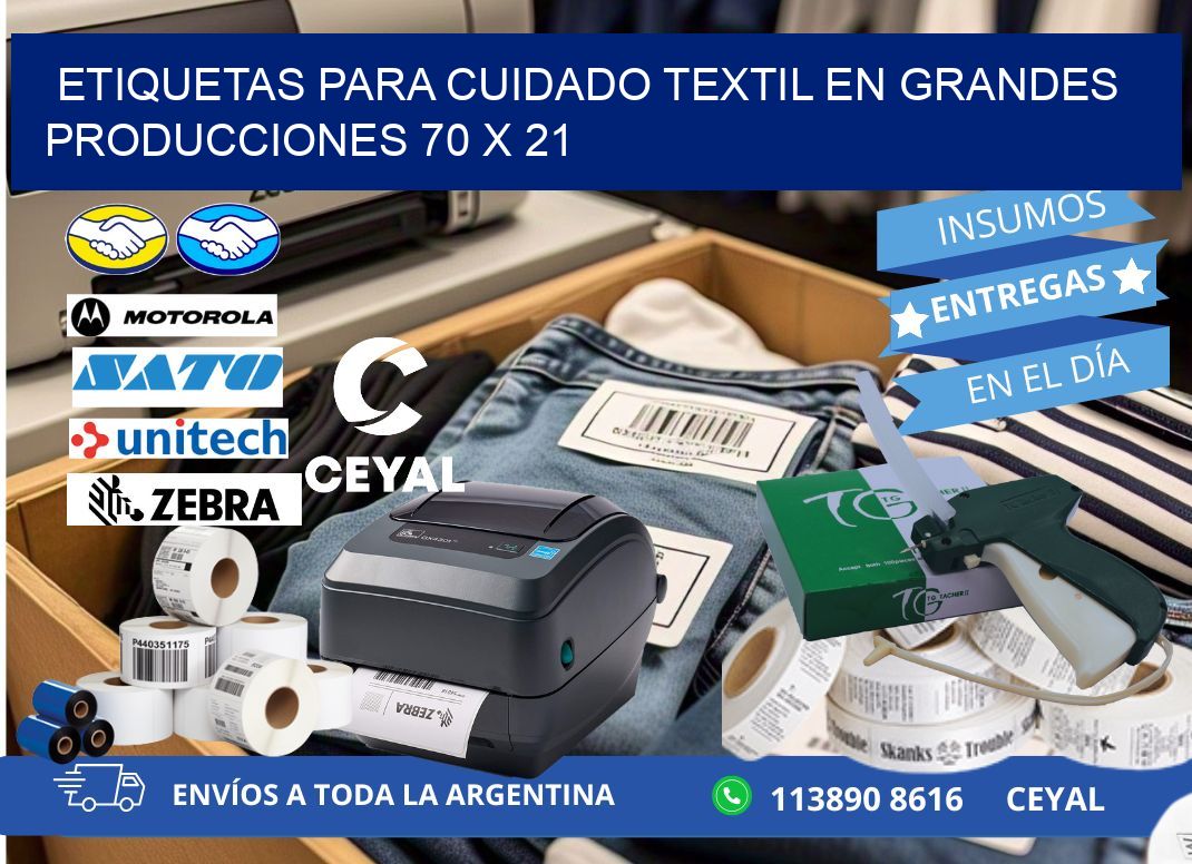 ETIQUETAS PARA CUIDADO TEXTIL EN GRANDES PRODUCCIONES 70 x 21