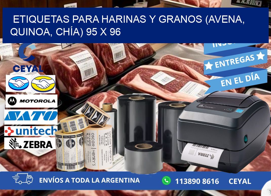 ETIQUETAS PARA HARINAS Y GRANOS (AVENA, QUINOA, CHÍA) 95 x 96