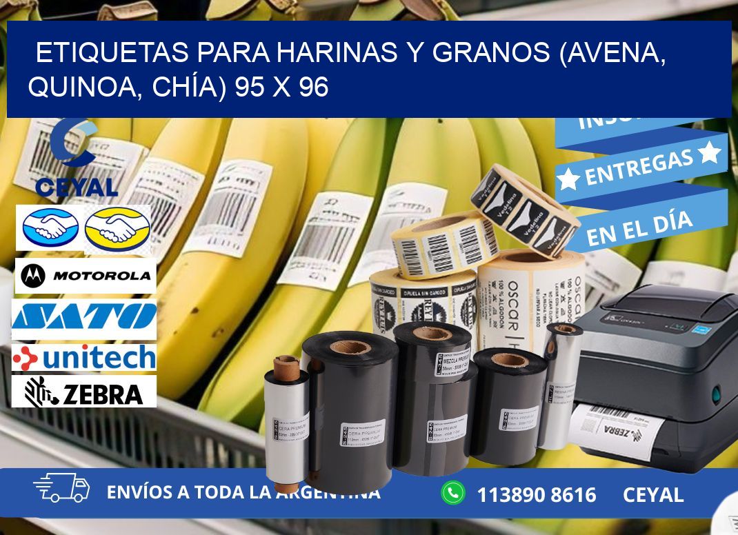 ETIQUETAS PARA HARINAS Y GRANOS (AVENA, QUINOA, CHÍA) 95 x 96