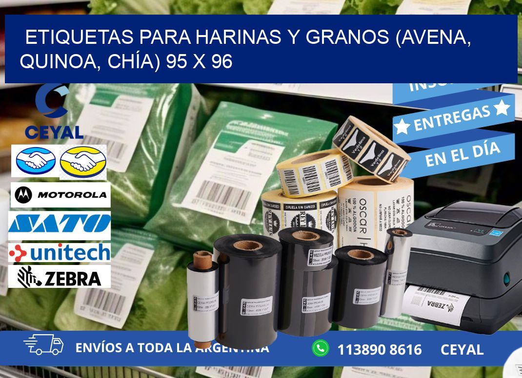 ETIQUETAS PARA HARINAS Y GRANOS (AVENA, QUINOA, CHÍA) 95 x 96