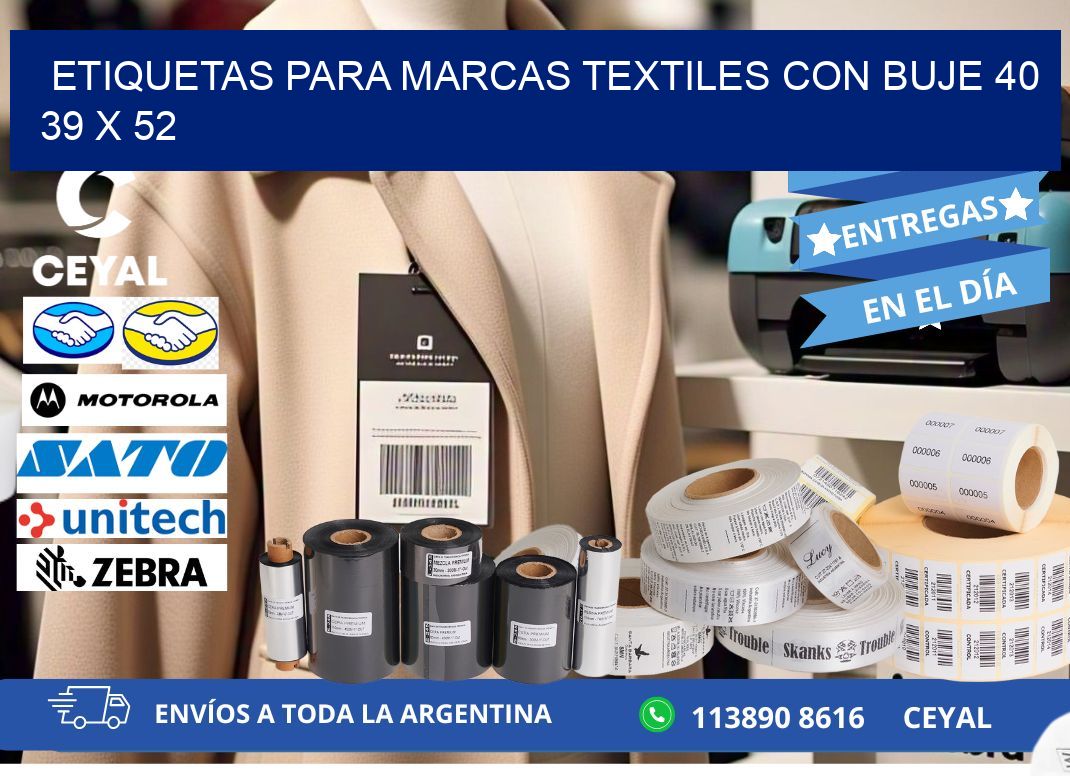 ETIQUETAS PARA MARCAS TEXTILES CON BUJE 40 39 x 52