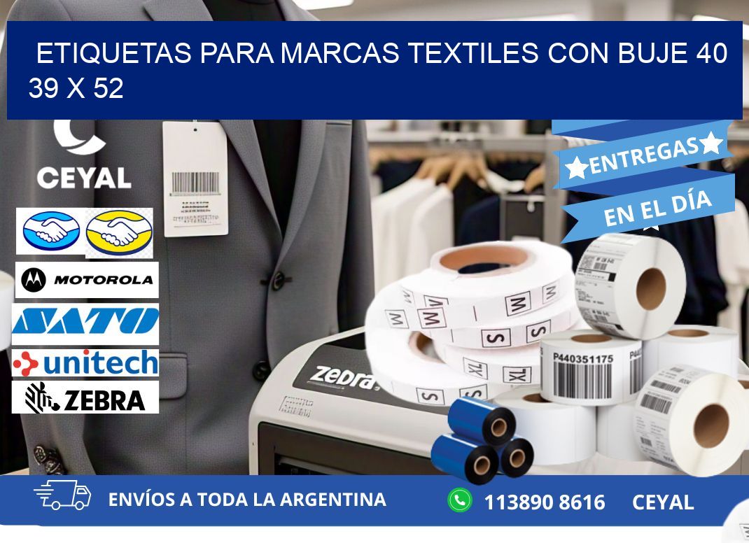 ETIQUETAS PARA MARCAS TEXTILES CON BUJE 40 39 x 52