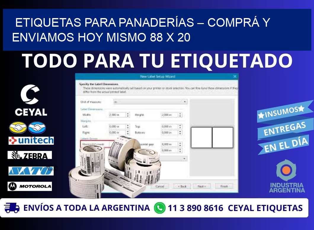 ETIQUETAS PARA PANADERÍAS – COMPRÁ Y ENVIAMOS HOY MISMO 88 x 20