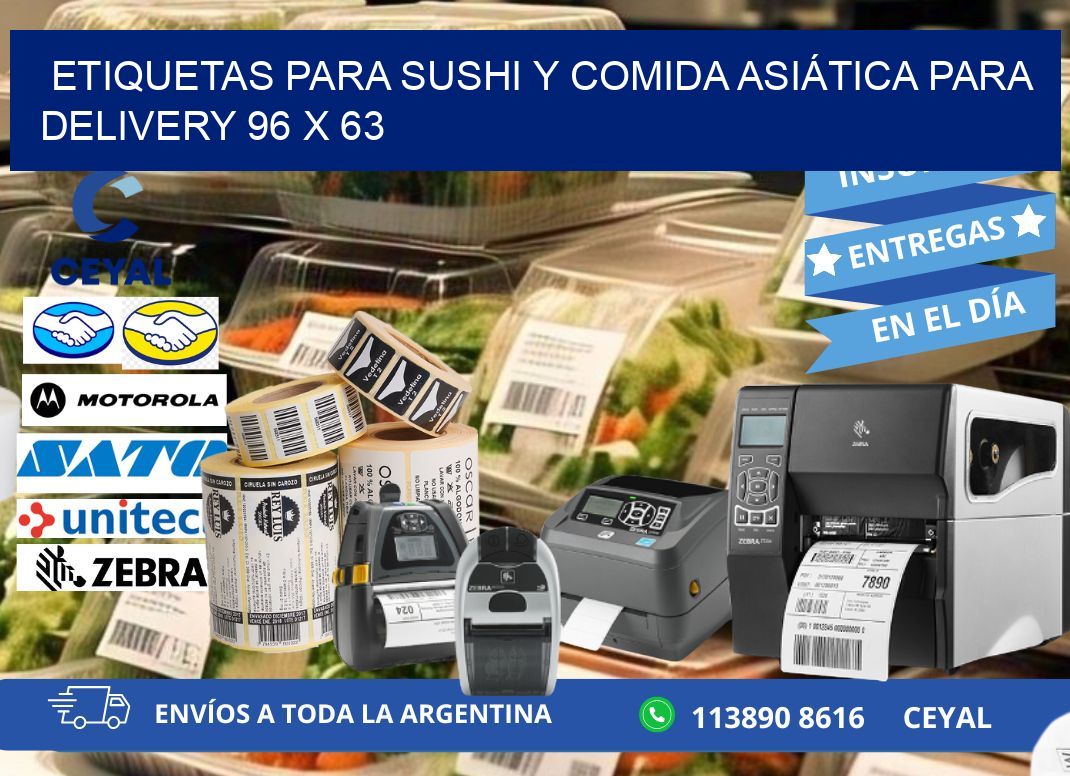 ETIQUETAS PARA SUSHI Y COMIDA ASIÁTICA PARA DELIVERY 96 x 63