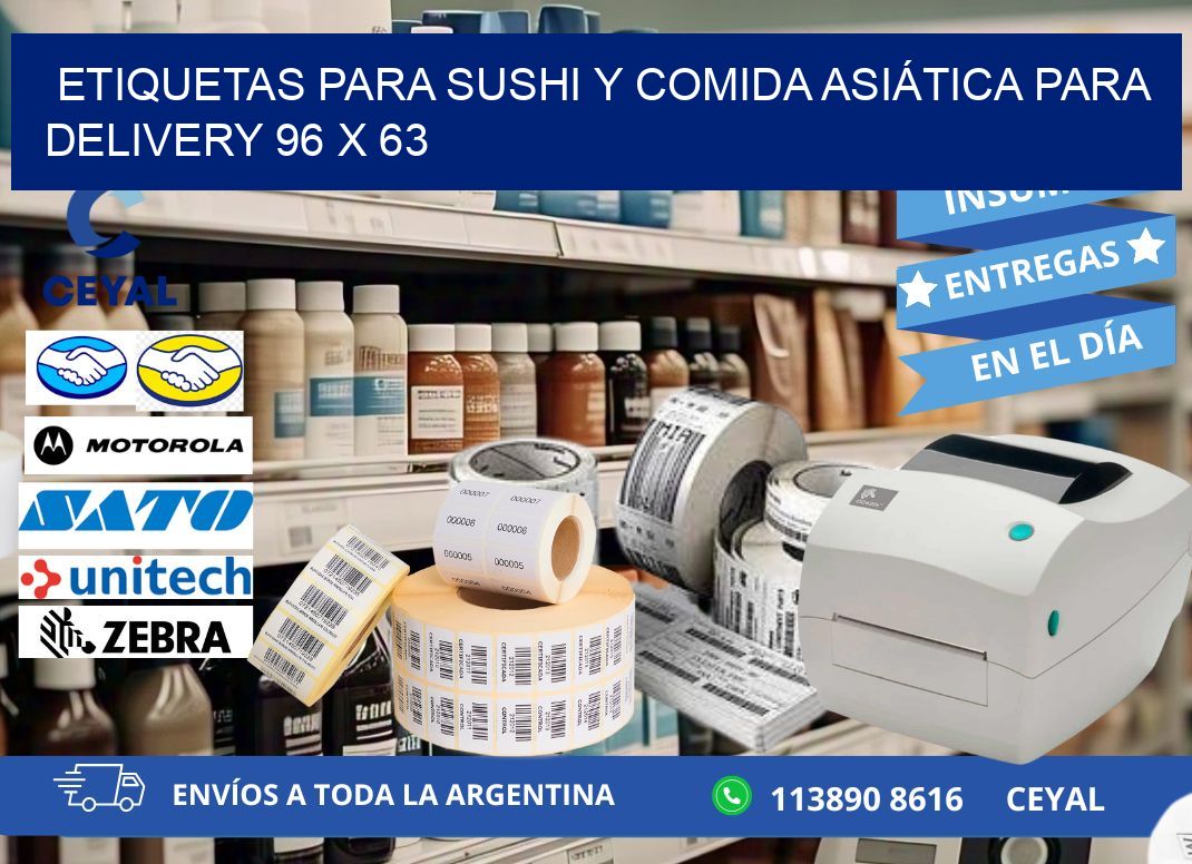 ETIQUETAS PARA SUSHI Y COMIDA ASIÁTICA PARA DELIVERY 96 x 63