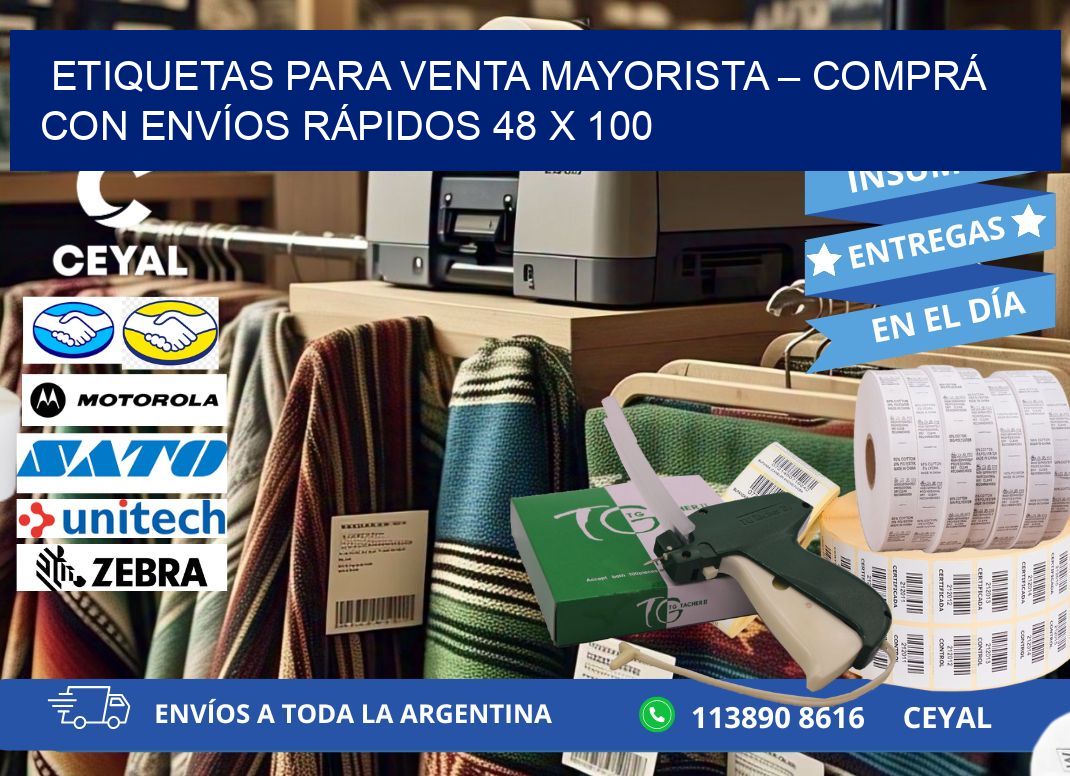 ETIQUETAS PARA VENTA MAYORISTA – COMPRÁ CON ENVÍOS RÁPIDOS 48 x 100