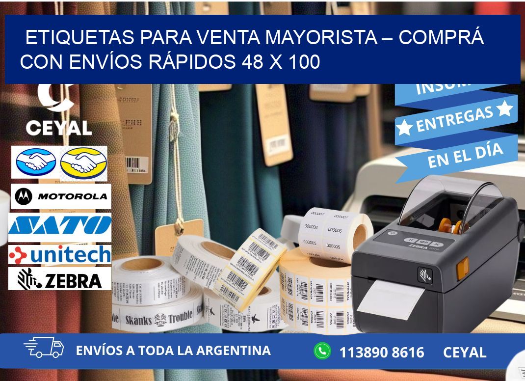 ETIQUETAS PARA VENTA MAYORISTA – COMPRÁ CON ENVÍOS RÁPIDOS 48 x 100