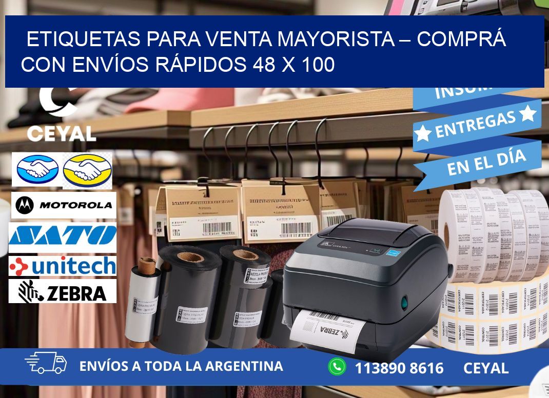 ETIQUETAS PARA VENTA MAYORISTA – COMPRÁ CON ENVÍOS RÁPIDOS 48 x 100