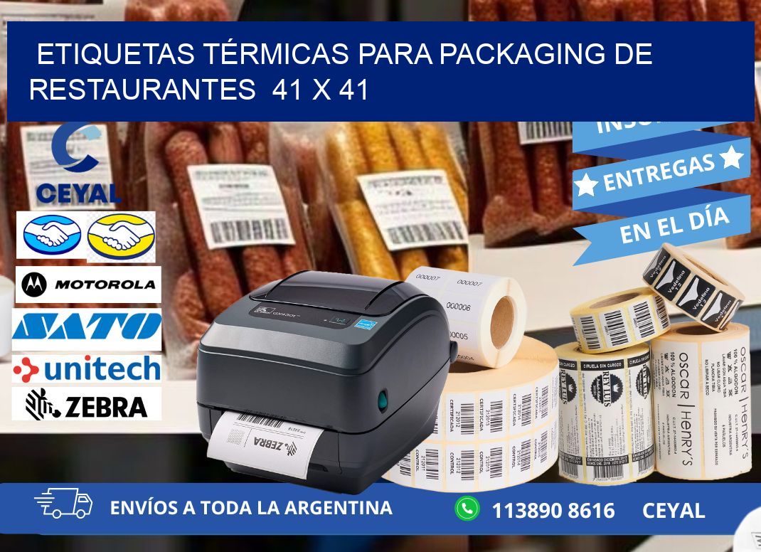 ETIQUETAS TÉRMICAS PARA PACKAGING DE RESTAURANTES  41 x 41