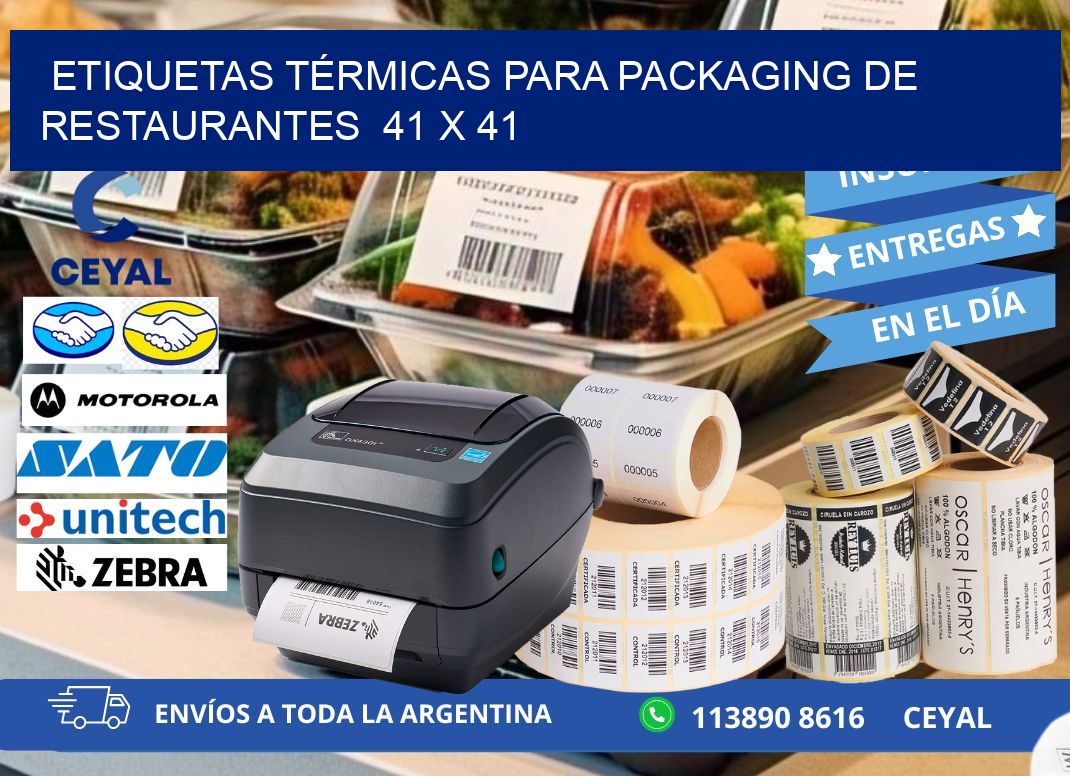 ETIQUETAS TÉRMICAS PARA PACKAGING DE RESTAURANTES  41 x 41