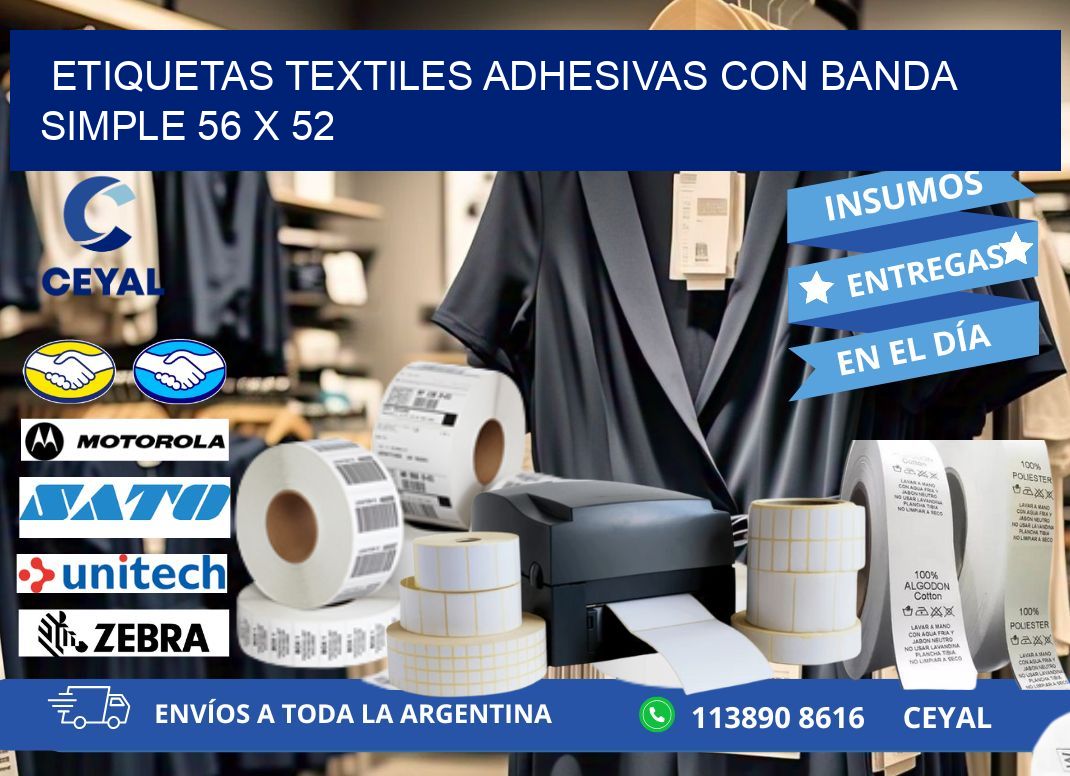 ETIQUETAS TEXTILES ADHESIVAS CON BANDA SIMPLE 56 x 52