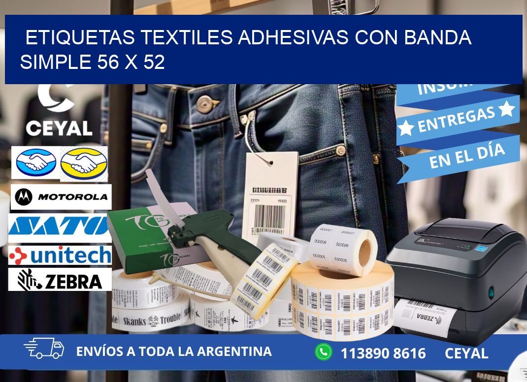 ETIQUETAS TEXTILES ADHESIVAS CON BANDA SIMPLE 56 x 52