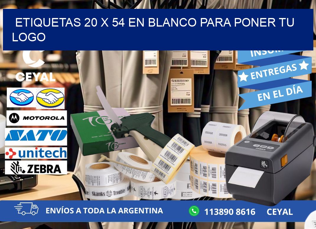 Etiquetas 20 x 54 en blanco para poner tu logo