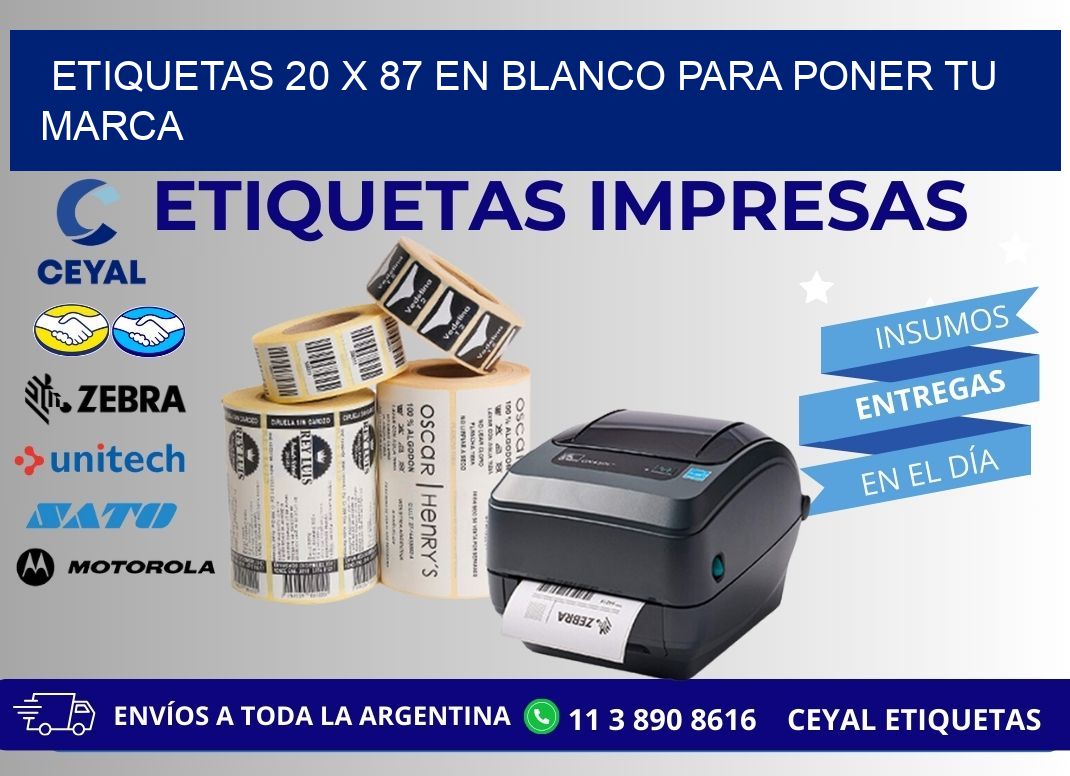 Etiquetas 20 x 87 en blanco para poner tu marca