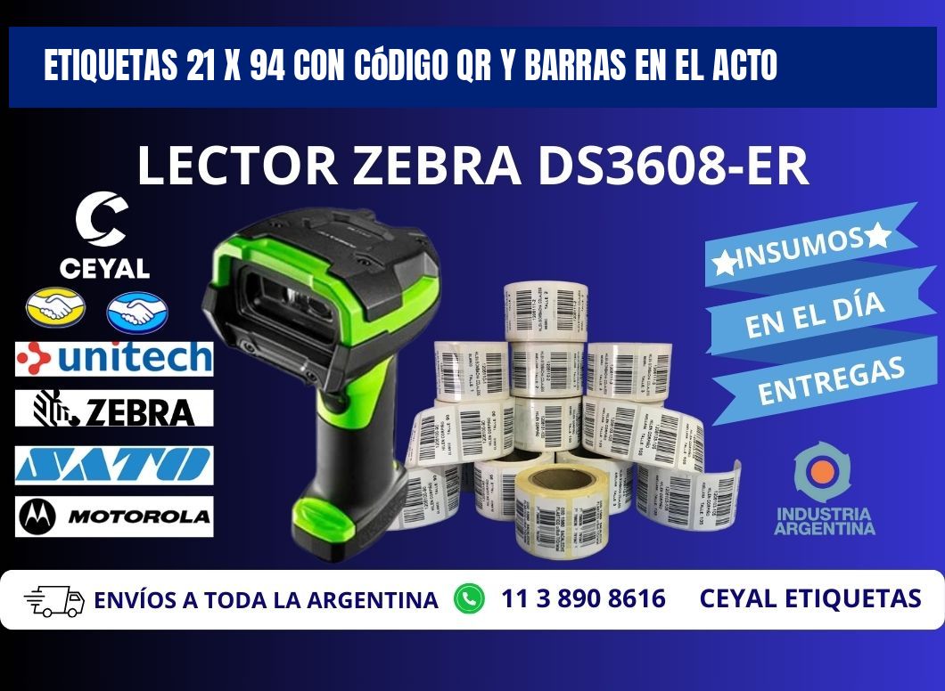 Etiquetas 21 x 94 con Código QR y Barras en el Acto