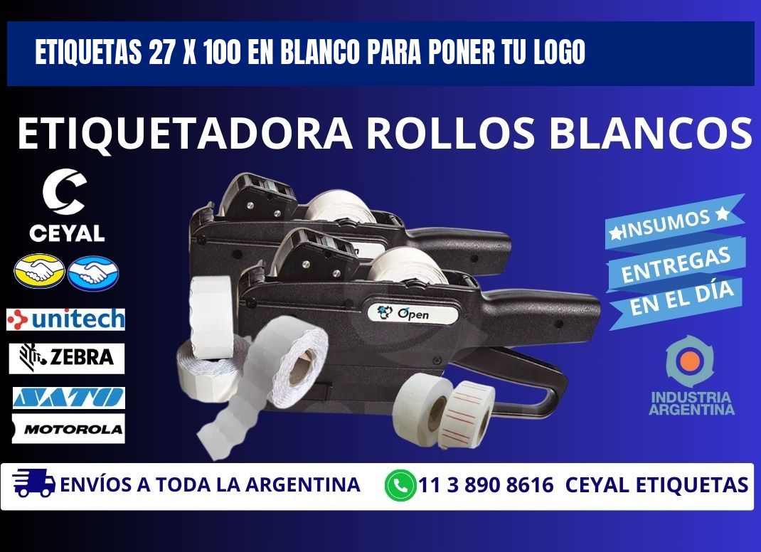 Etiquetas 27 x 100 en blanco para poner tu logo