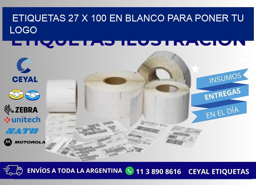 Etiquetas 27 x 100 en blanco para poner tu logo
