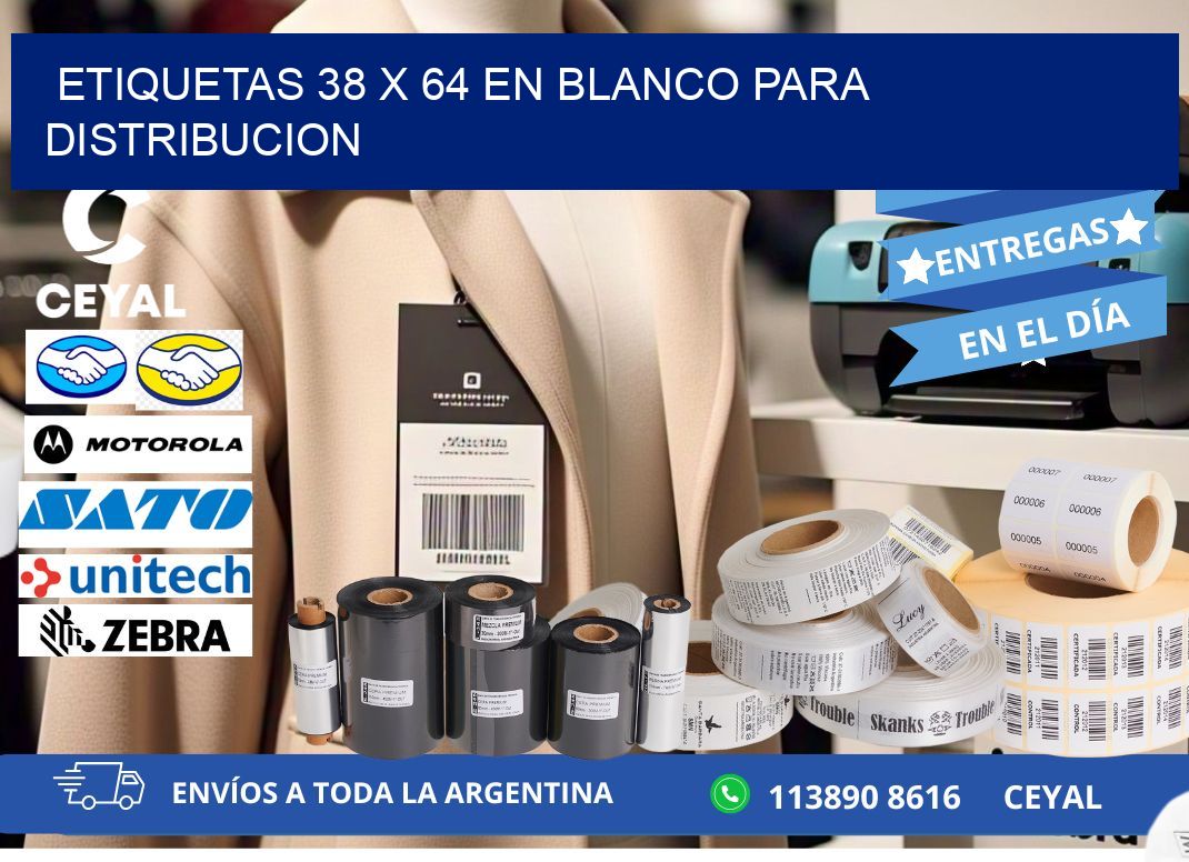 Etiquetas 38 x 64 en blanco para distribucion