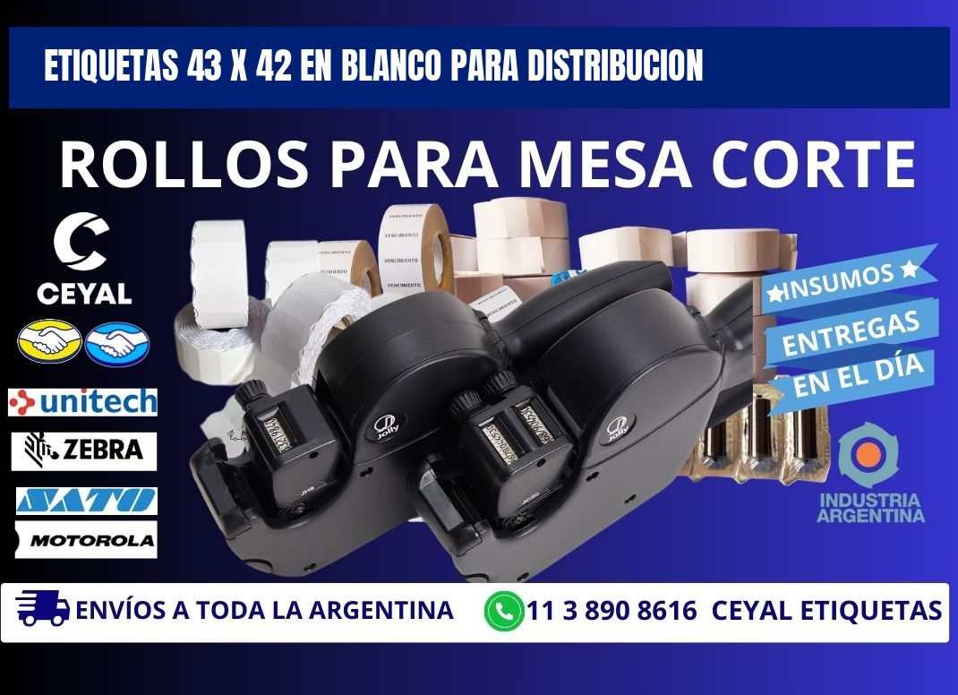 Etiquetas 43 x 42 en blanco para distribucion