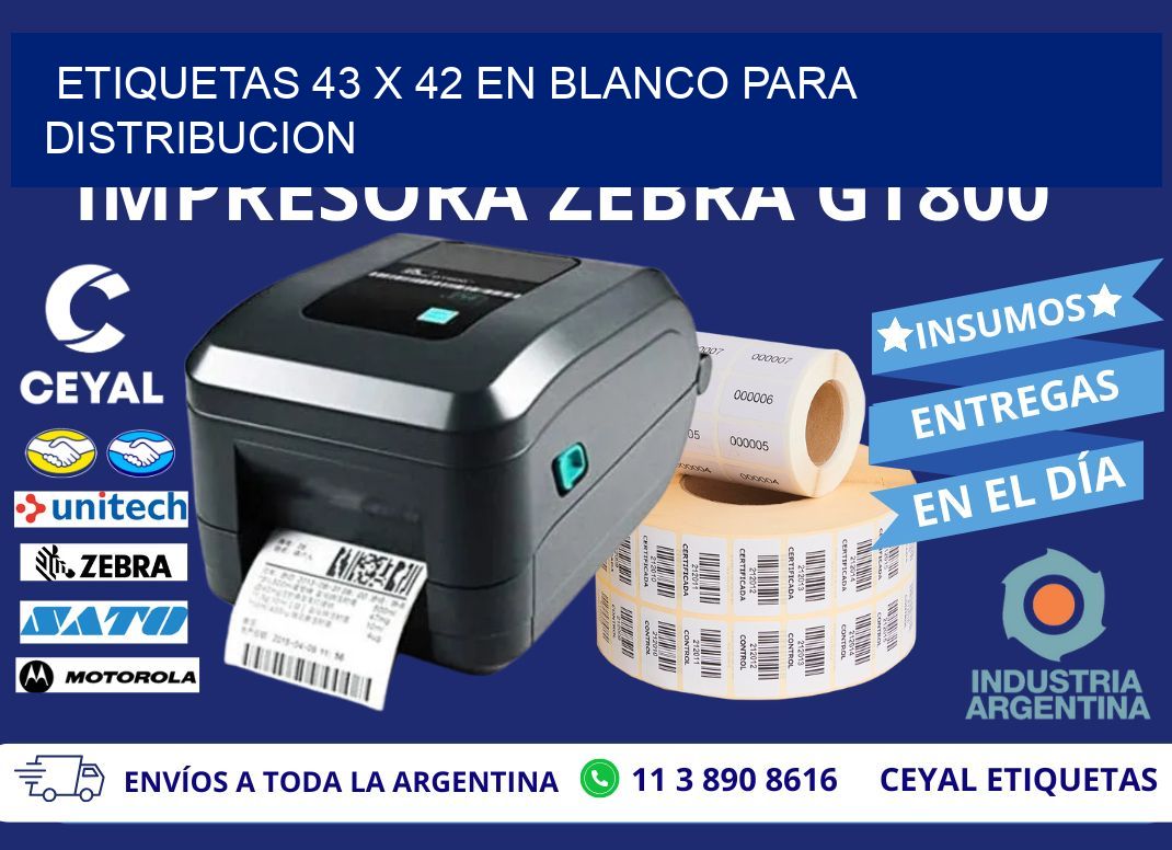 Etiquetas 43 x 42 en blanco para distribucion