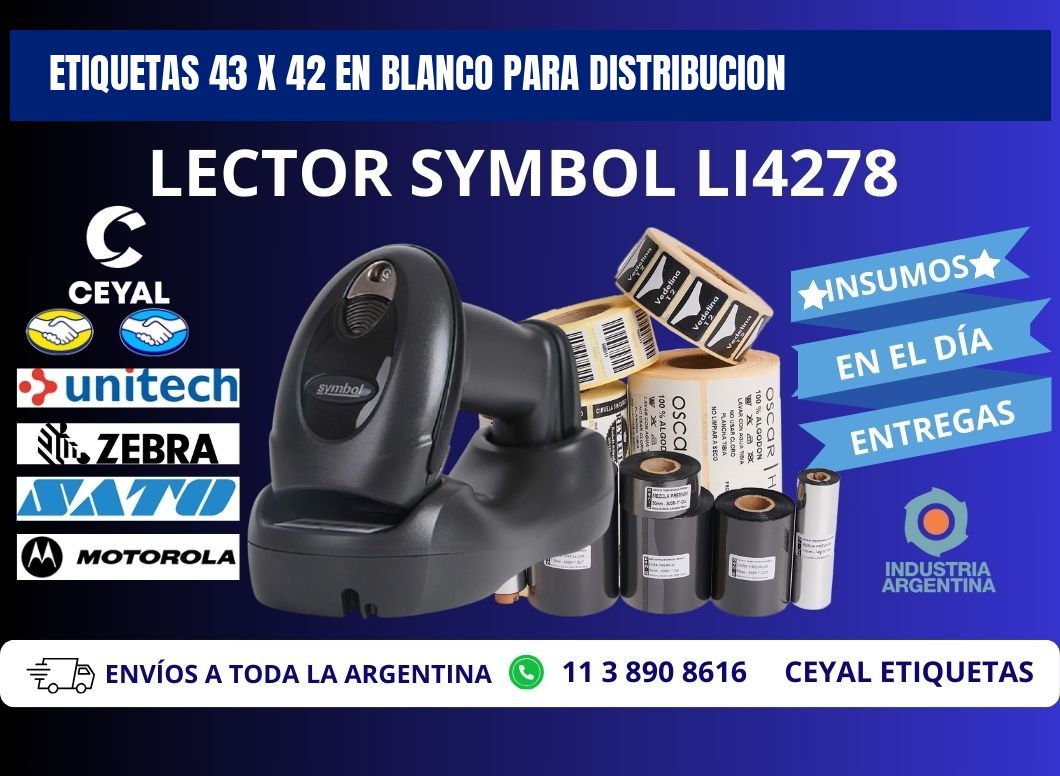 Etiquetas 43 x 42 en blanco para distribucion