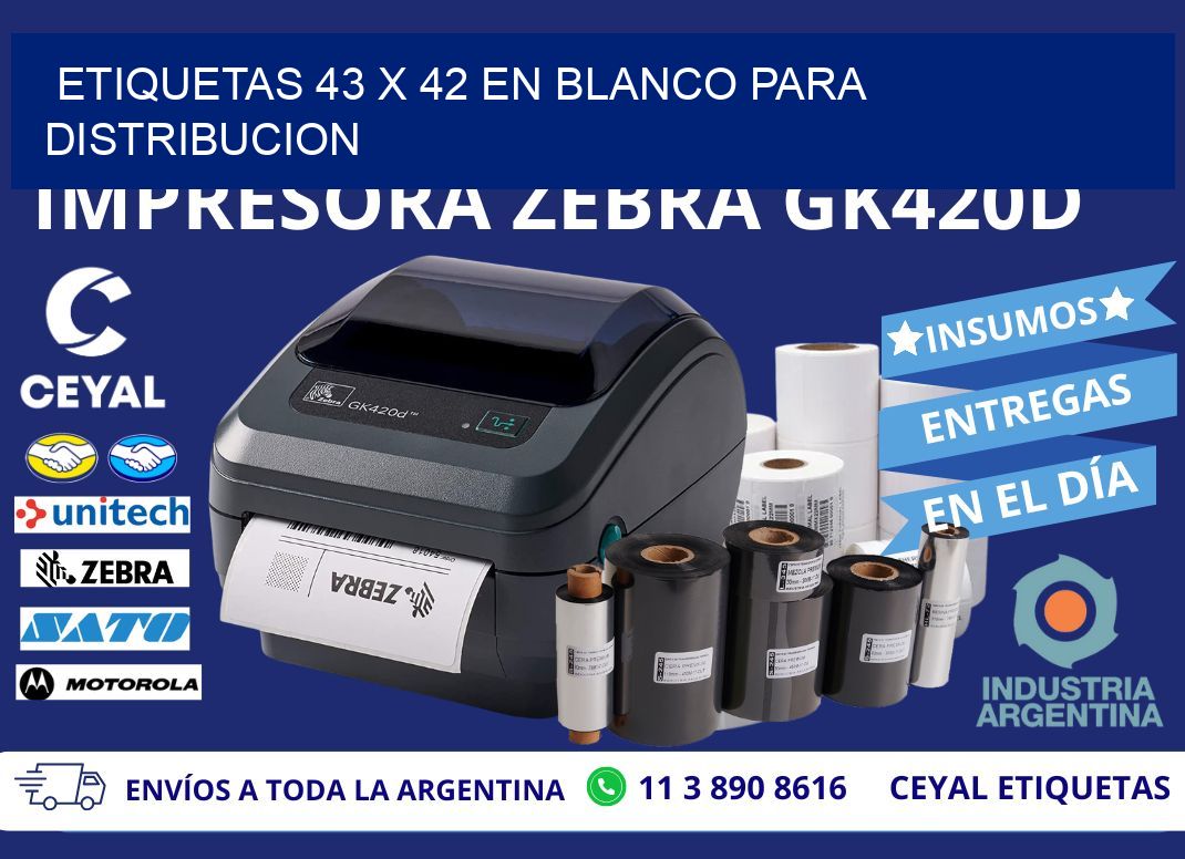 Etiquetas 43 x 42 en blanco para distribucion