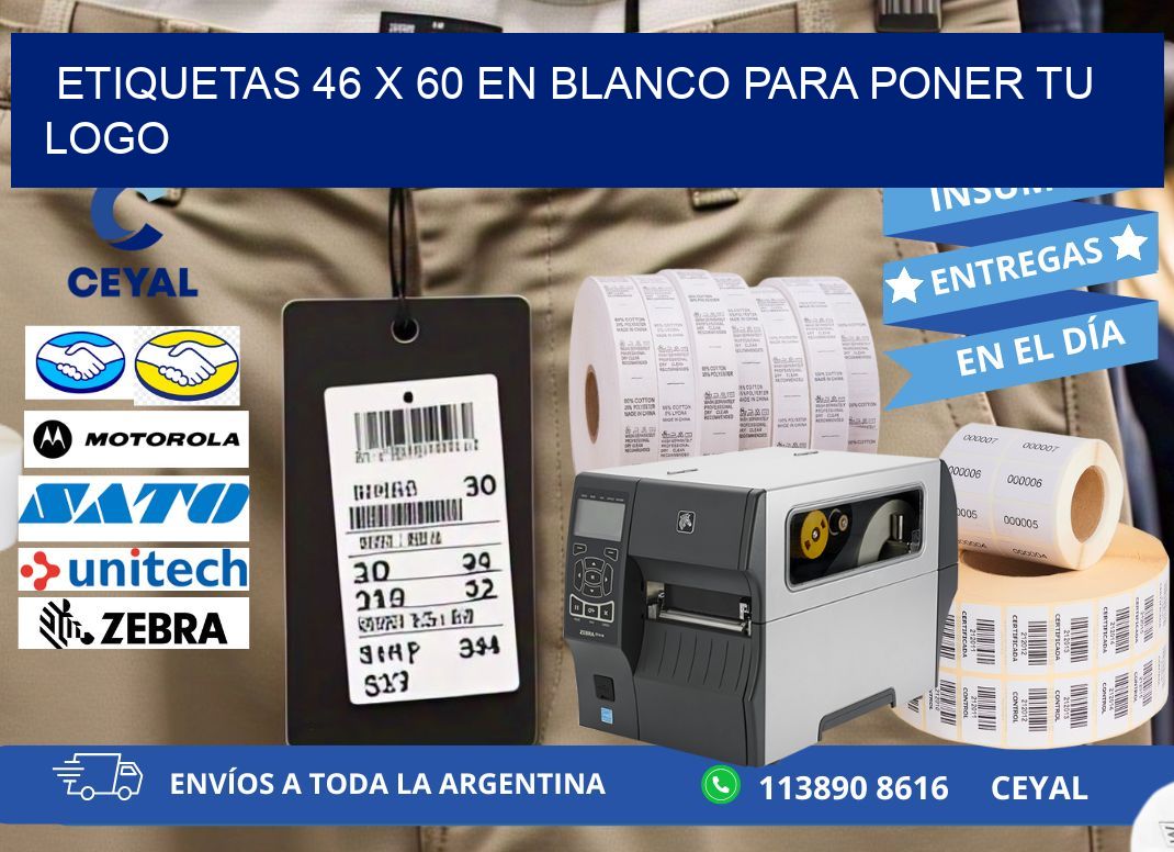 Etiquetas 46 x 60 en blanco para poner tu logo