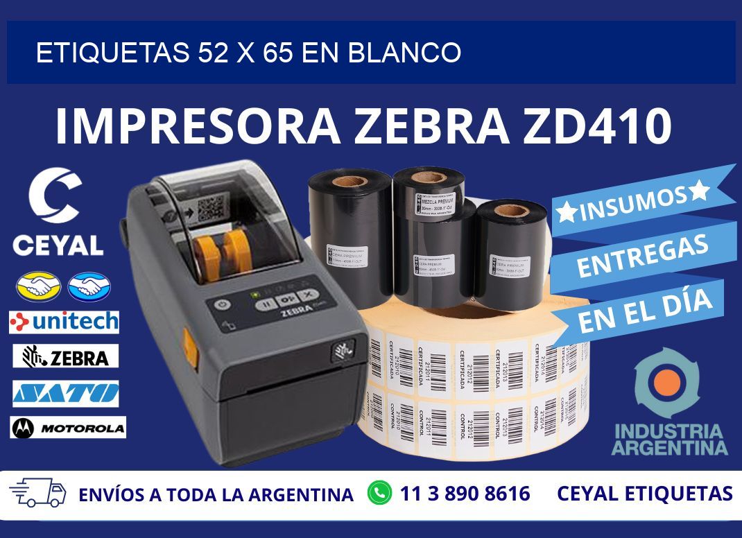 Etiquetas 52 x 65 en blanco