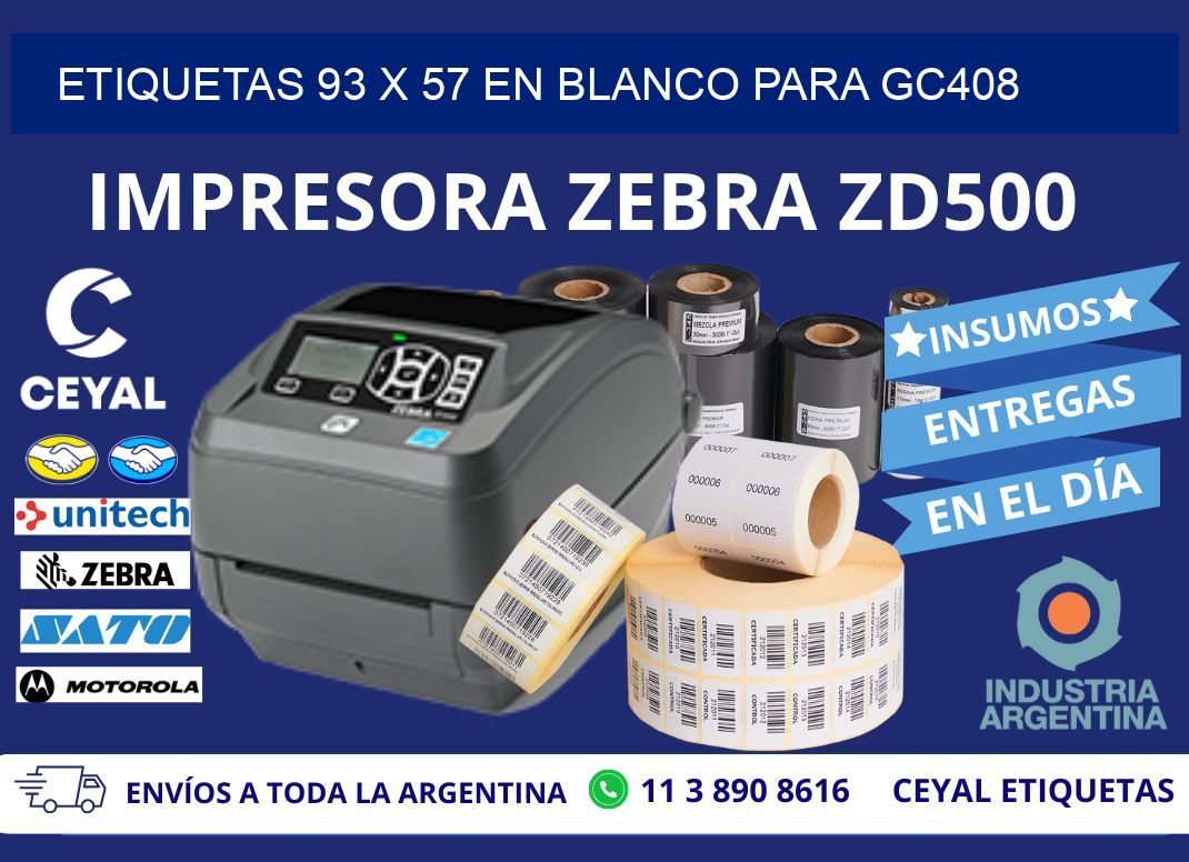 Etiquetas 93 x 57 en blanco para gc408