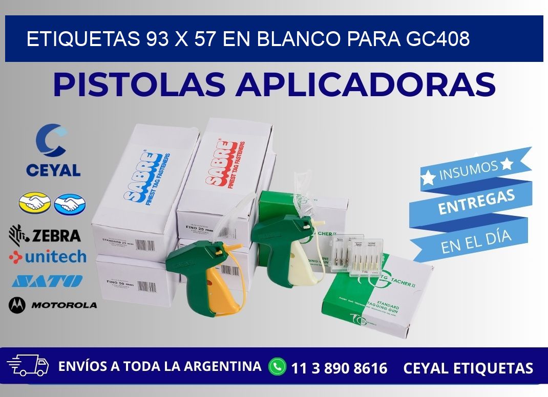 Etiquetas 93 x 57 en blanco para gc408
