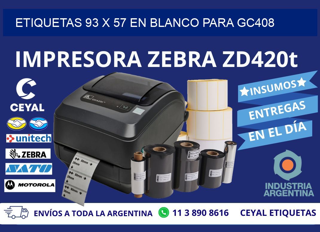 Etiquetas 93 x 57 en blanco para gc408