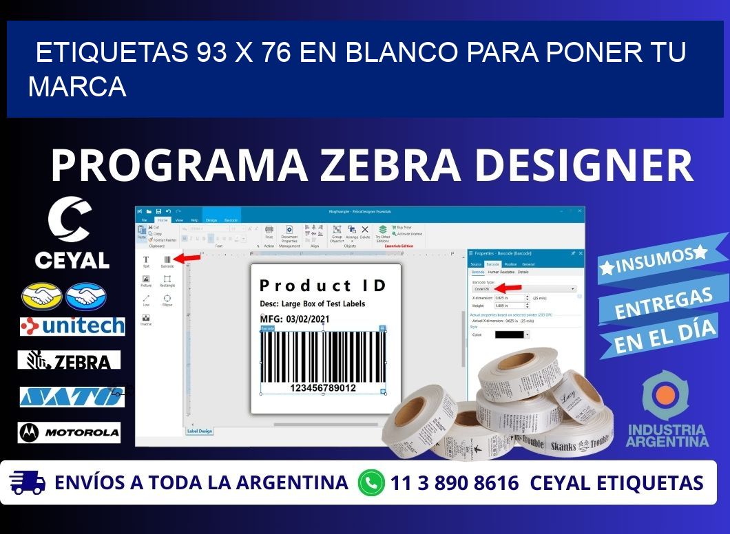 Etiquetas 93 x 76 en blanco para poner tu marca