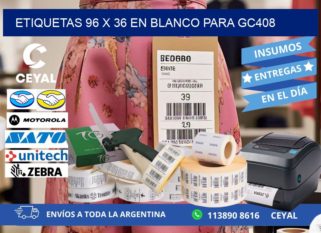 Etiquetas 96 x 36 en blanco para gc408