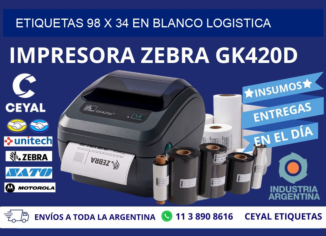Etiquetas 98 x 34 en blanco logistica