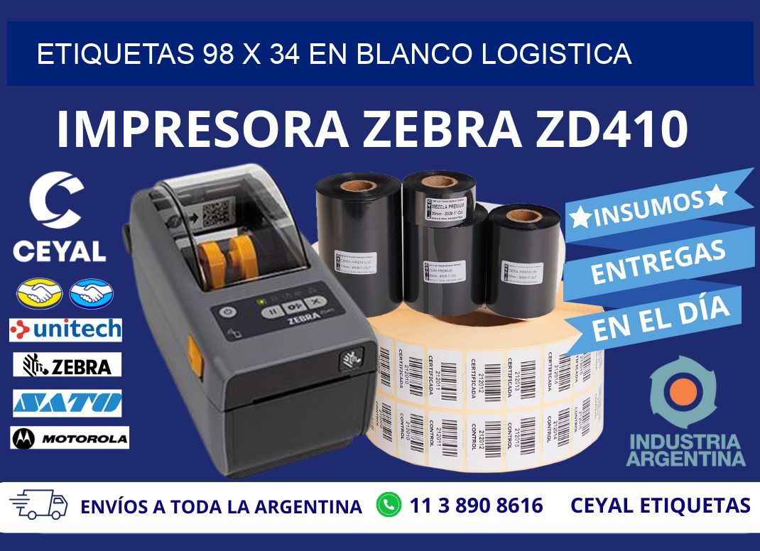 Etiquetas 98 x 34 en blanco logistica