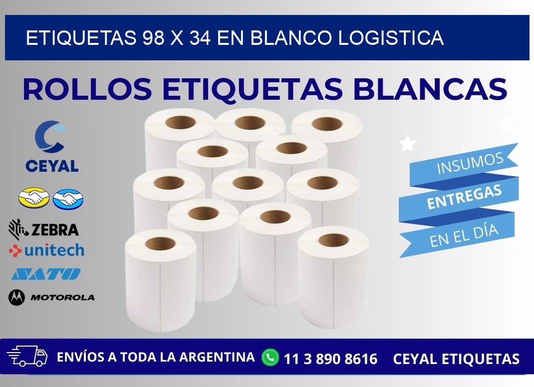 Etiquetas 98 x 34 en blanco logistica