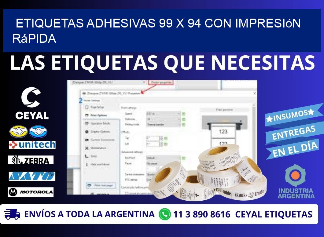 Etiquetas Adhesivas 99 x 94 con Impresión Rápida