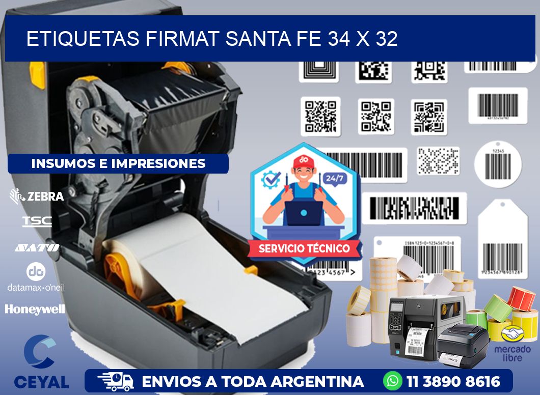 Etiquetas Firmat Santa Fe 34 x 32