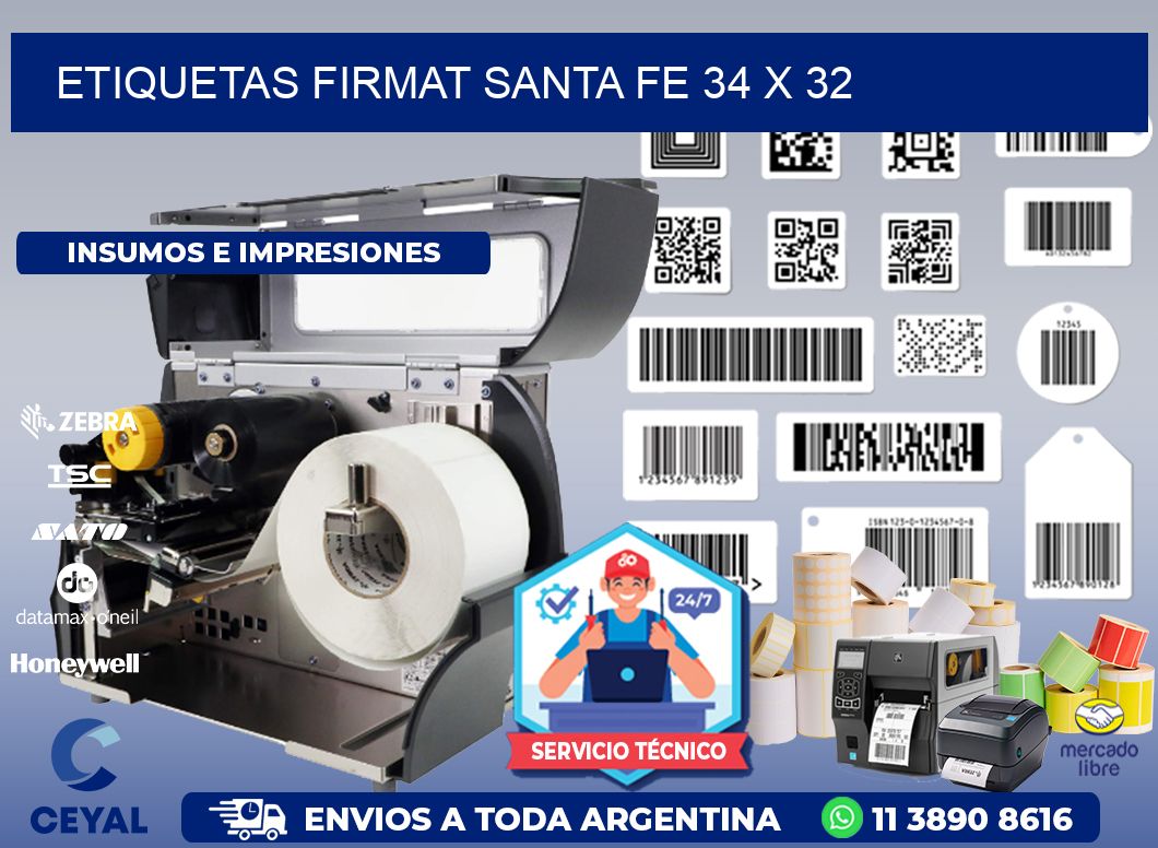 Etiquetas Firmat Santa Fe 34 x 32